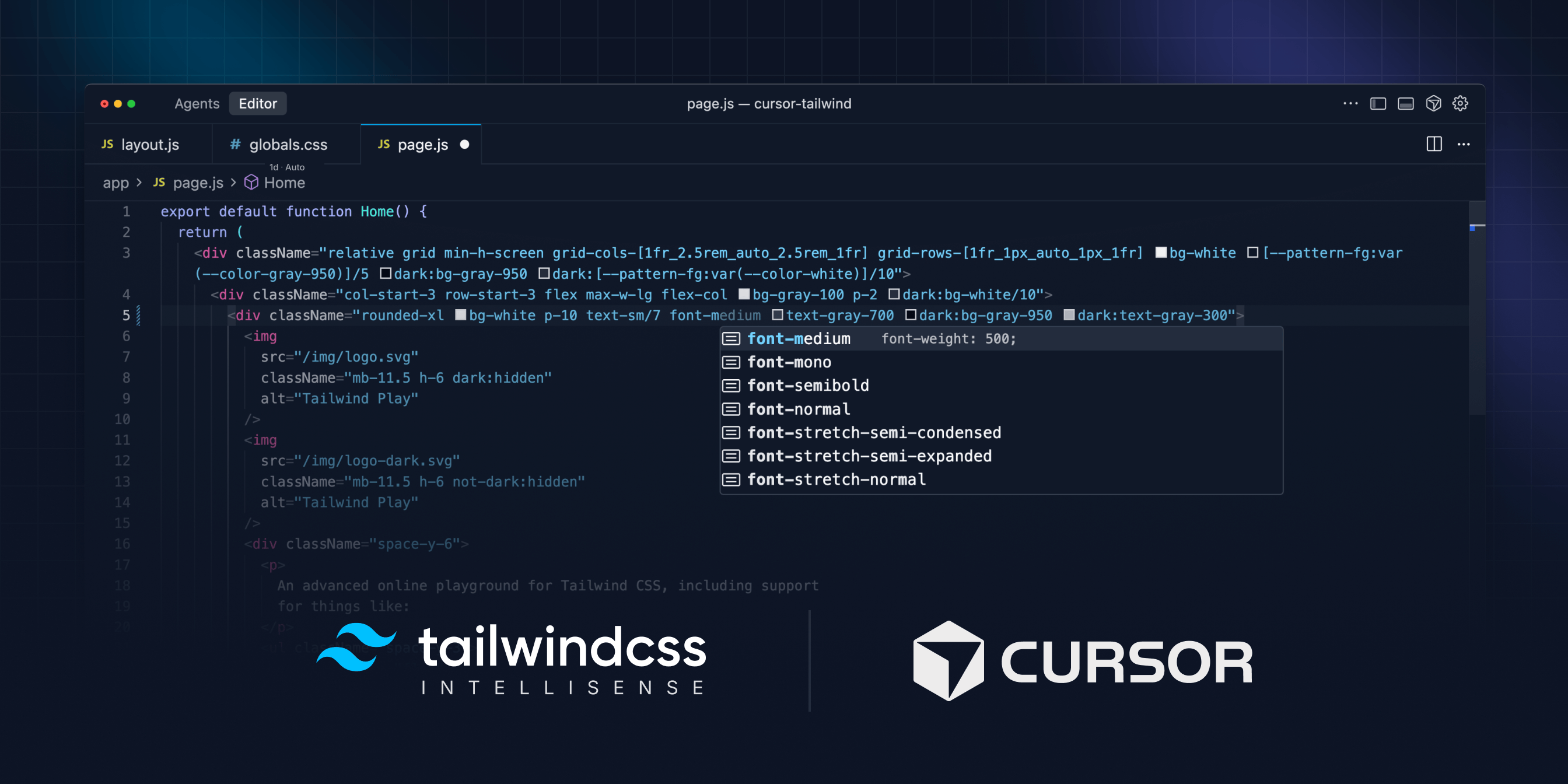 Cursor 的 Tailwind CSS IntelliSense 扩展